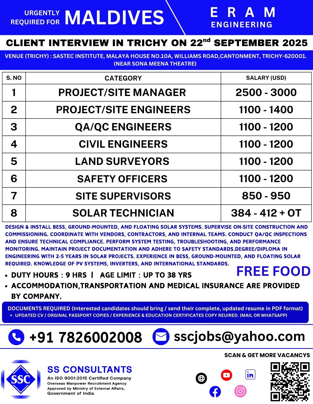 Urgently Hiring for Solar Project Jobs in Maldives - Managers, Engineers, Technicians