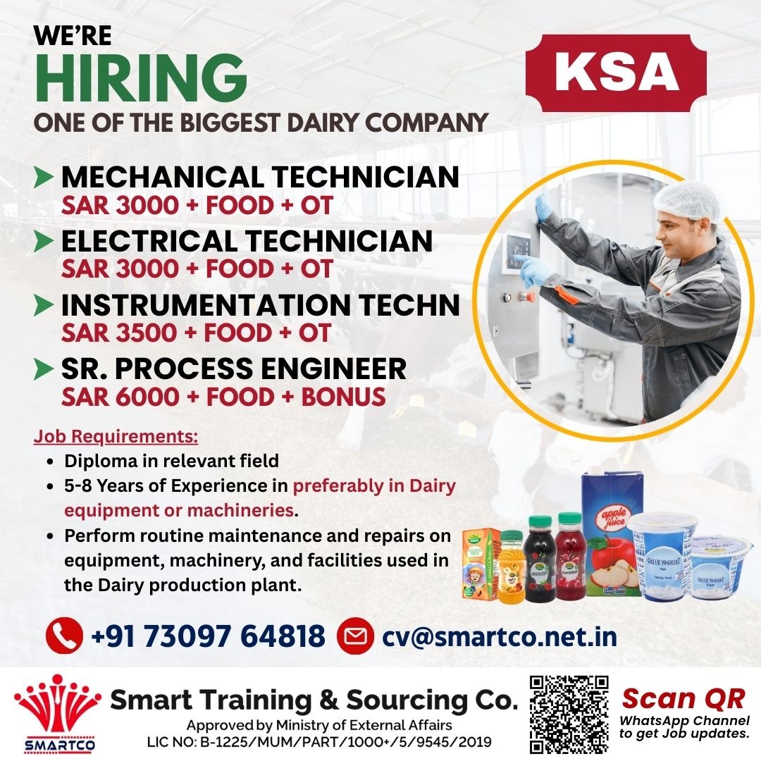  WE'RE HIRING ONE OF THE BIGGEST DAIRY COMPANY