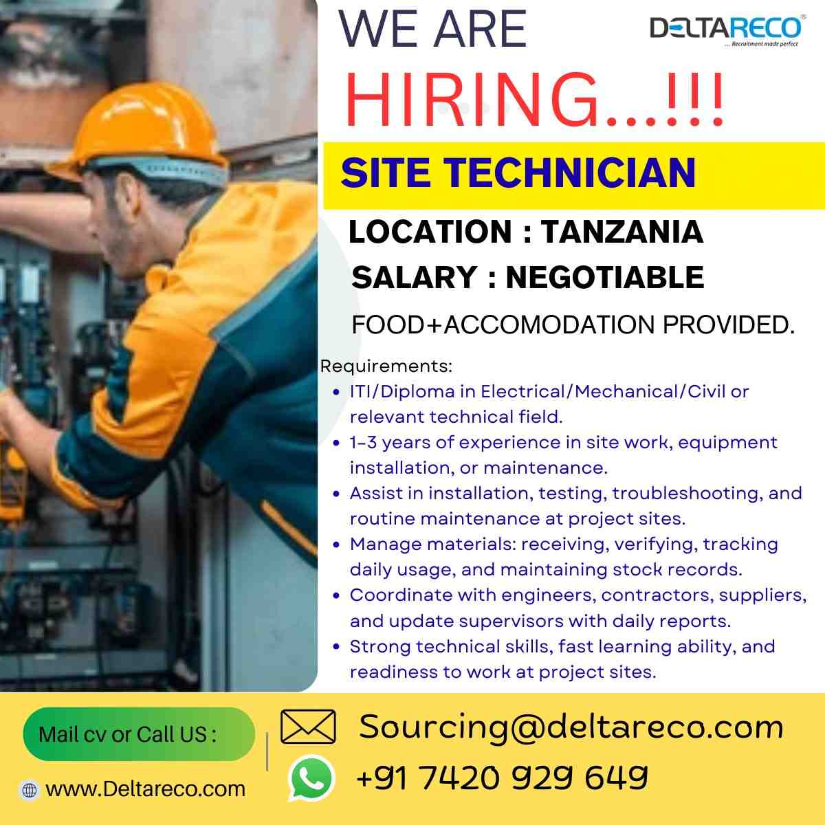 Hiring Site Technician for Tanzania Location