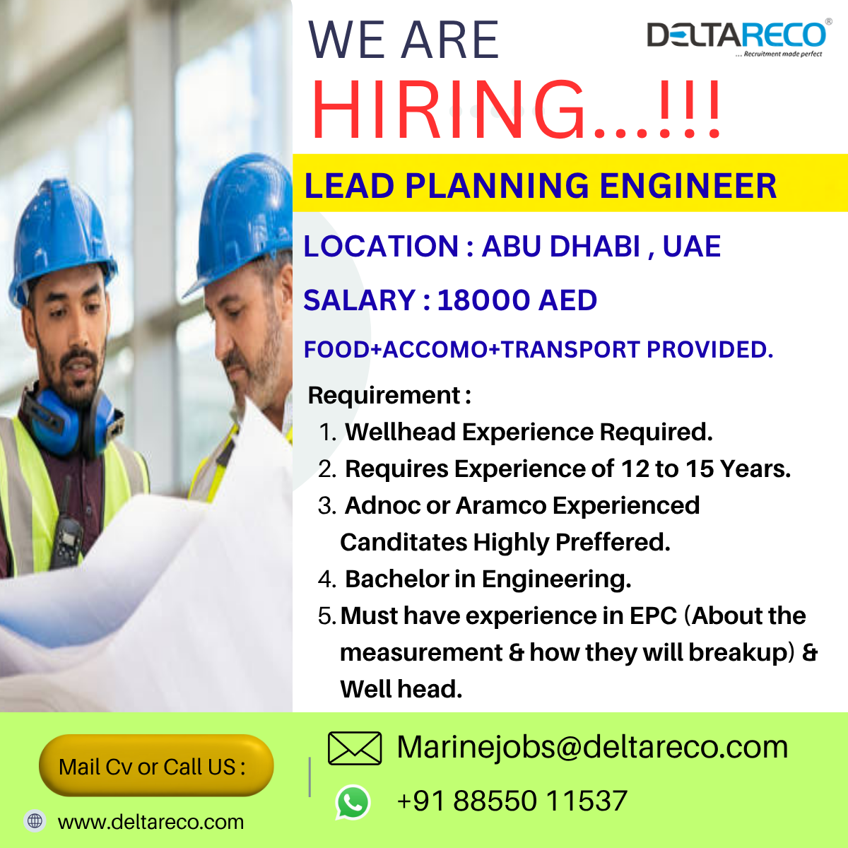 Hiring Lead Planning Engineer For Abu Dhabi