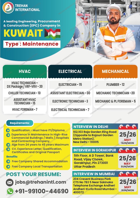 🚨 HIRING ALERT – KUWAIT 🇰🇼 | MAINTENANCE PROJECT 🚨