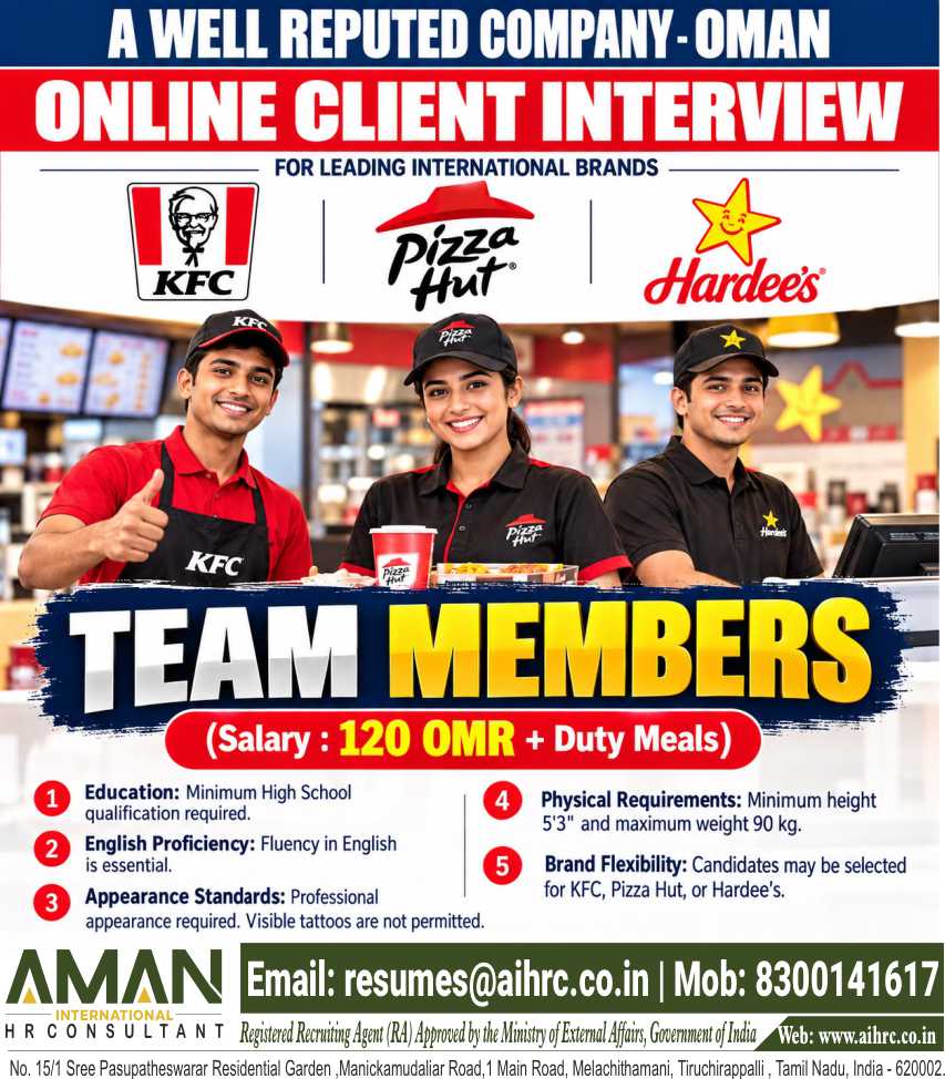 HIRING FOR OMAN 